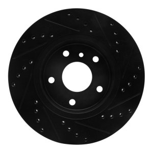 Land Rover Range Rover Brake Rotor (1) - Front Right - R1 Concepts - Drilled & Slotted - Black - `94-`02